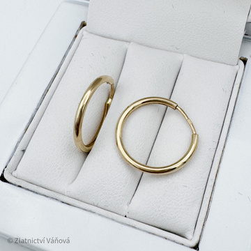 Žluté zlato náušnice kruhy 17,4mm
